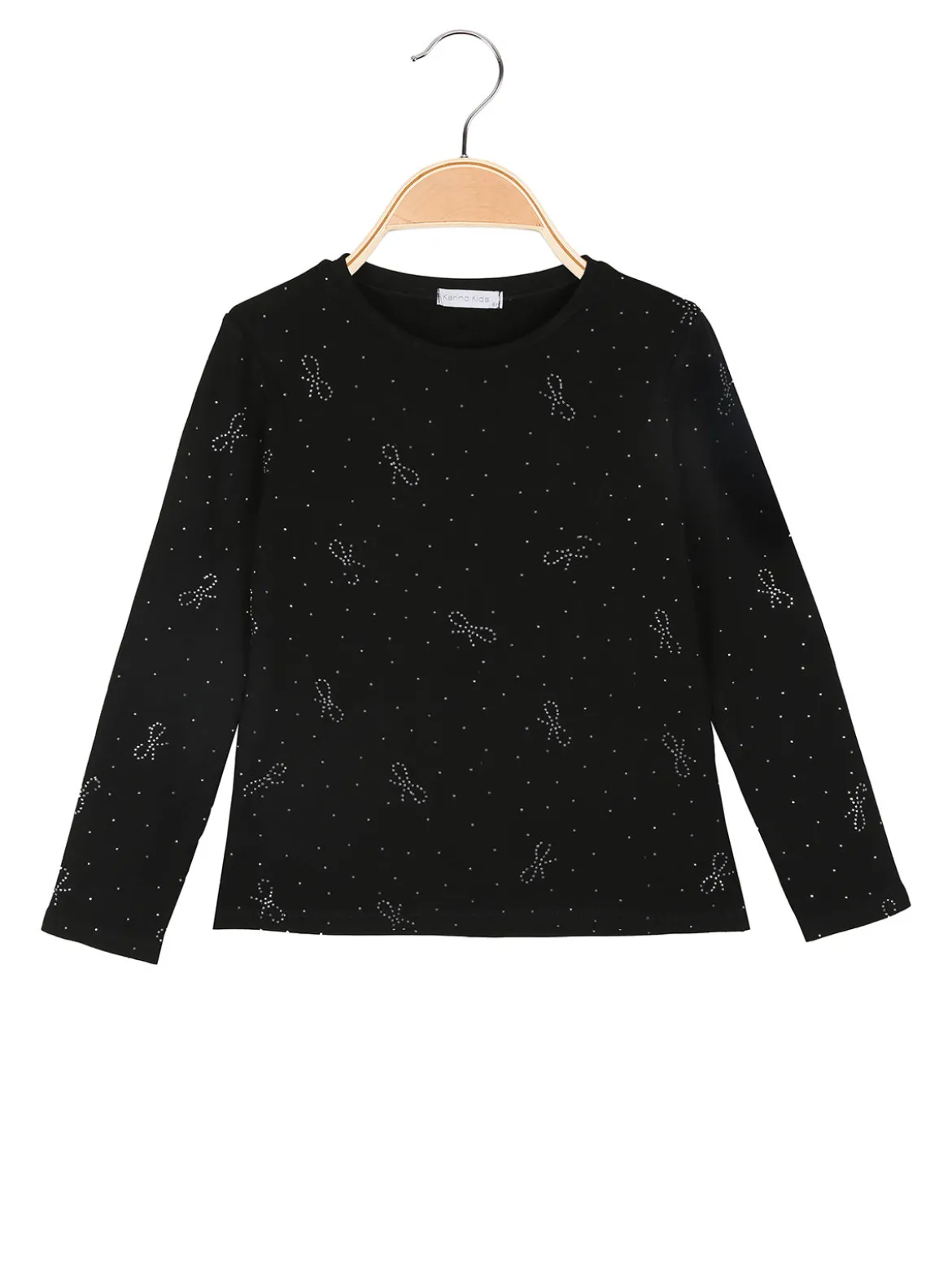 Karino Kids T-shirt da bambina a maniche lunghe con borchie - nero