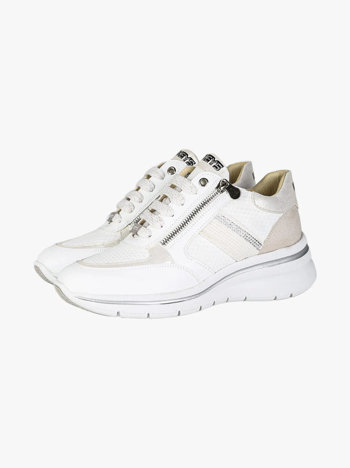 Keys Sneakers donna con zeppa e doppia zip - bianco
