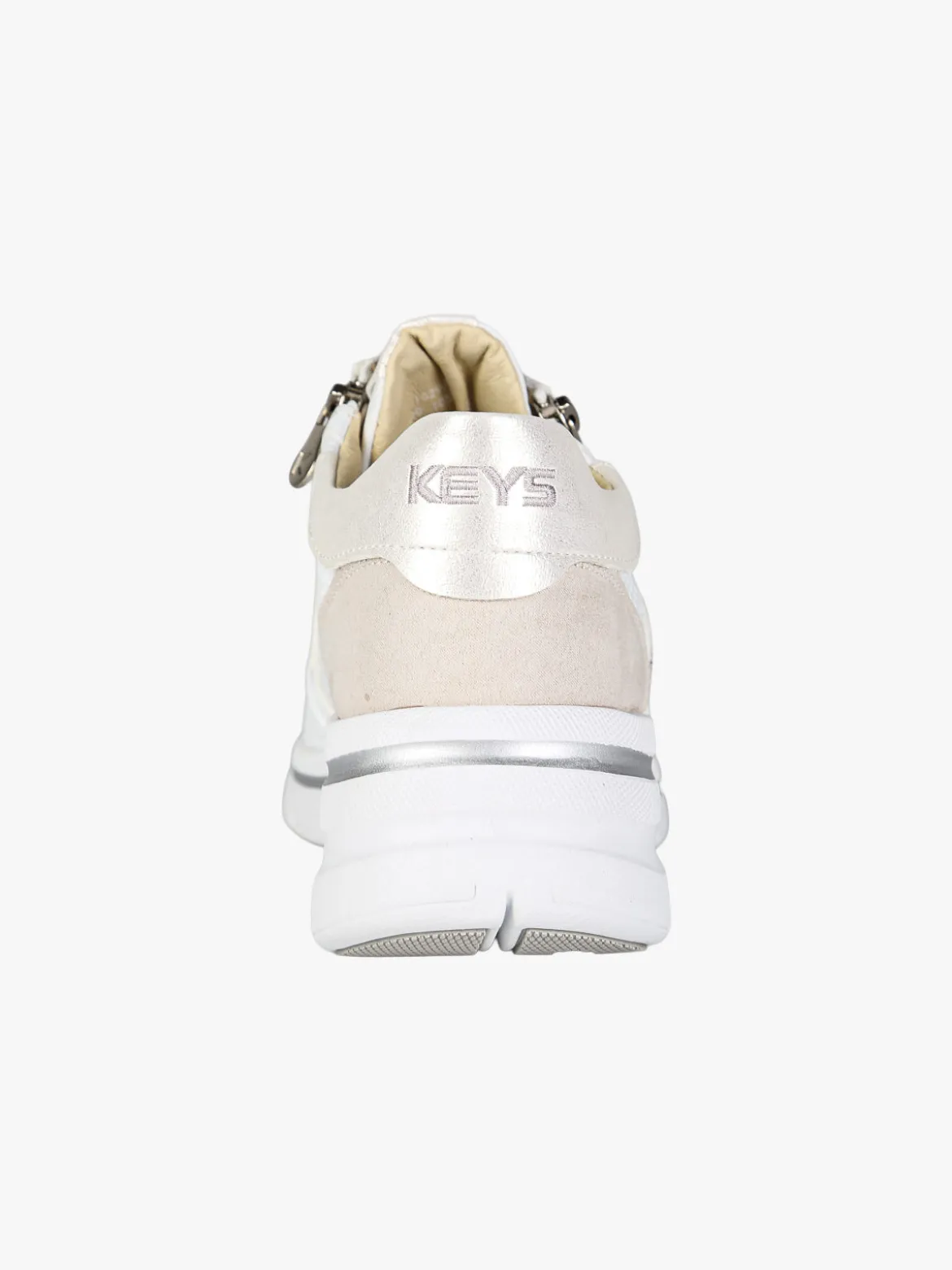 Keys Sneakers donna con zeppa e doppia zip - bianco