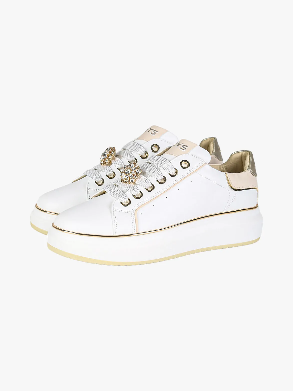 Keys Sneakers donna gioiello con platform - bianco