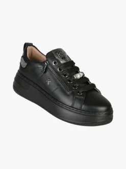 Keys Sneakers donna gioiello in pelle con platform - nero