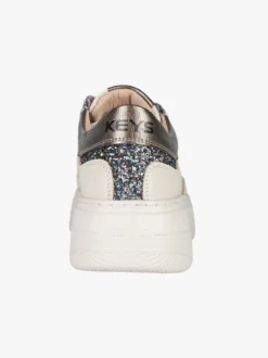 Keys Sneakers donna in pelle con borchie e platform - beige