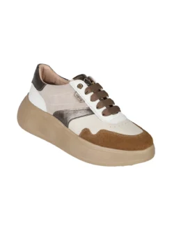 Keys Sneakers donna in pelle con platform - beige