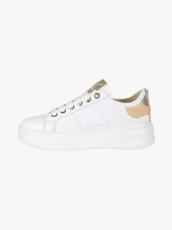 Keys Sneakers donna in pelle con platform e zip - bianco