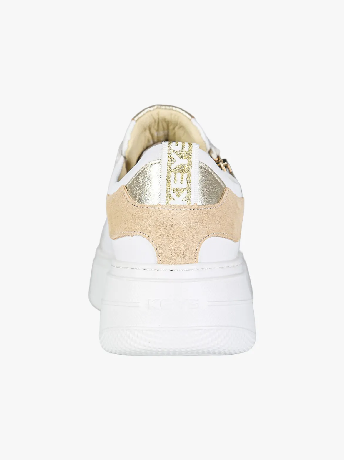 Keys Sneakers donna in pelle con platform e zip - bianco