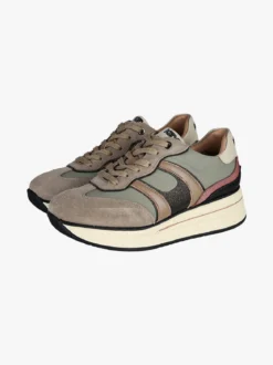 Keys Sneakers donna in pelle con platform - pistacchio