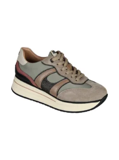 Keys Sneakers donna in pelle con platform - pistacchio