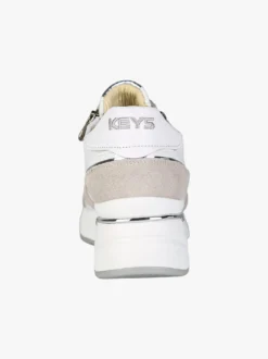 Keys Sneakers donna in pelle con zeppa - bianco