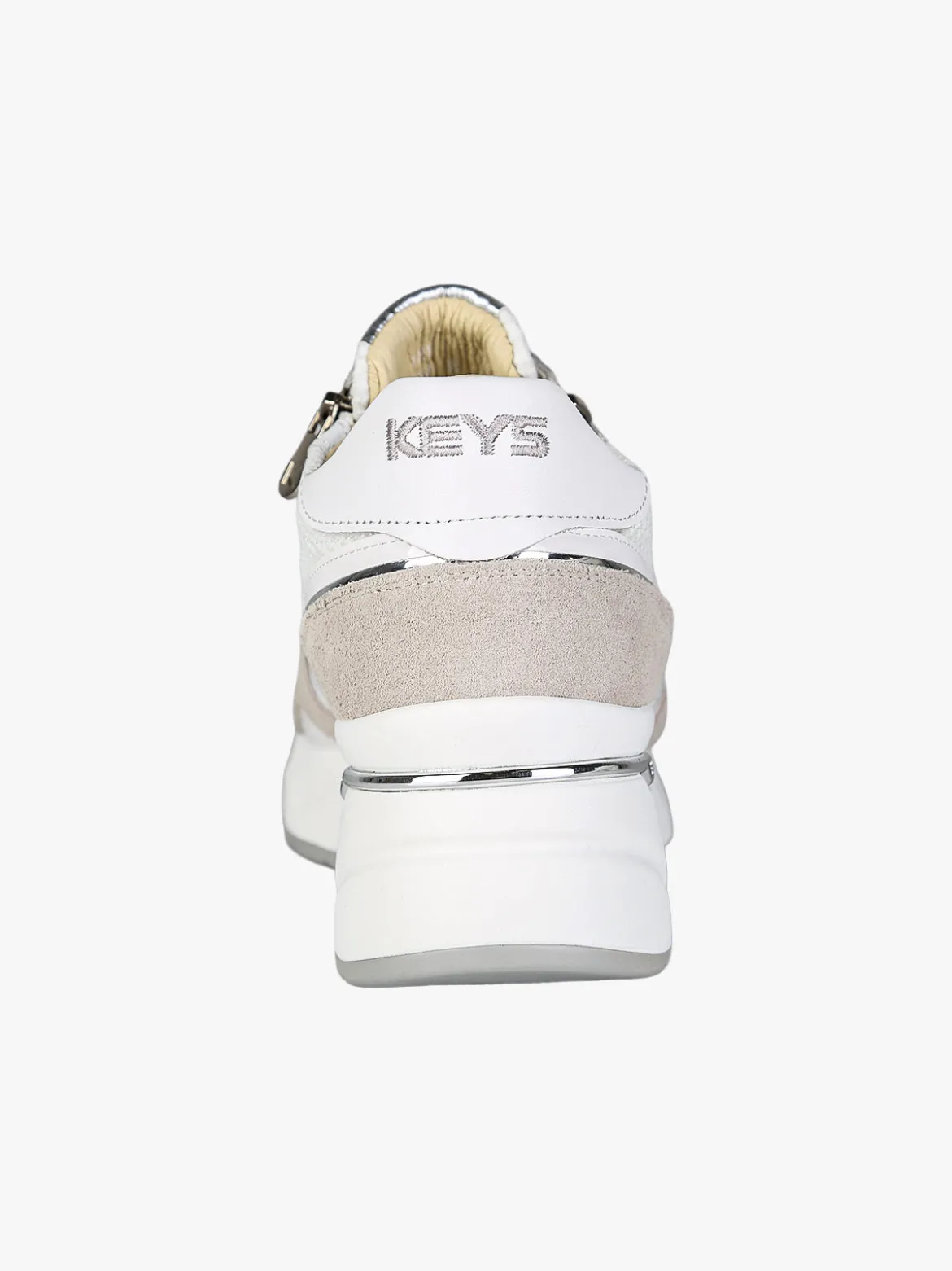 Keys Sneakers donna in pelle con zeppa - bianco
