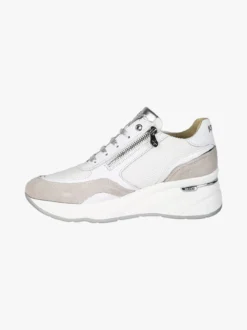 Keys Sneakers donna in pelle con zeppa - bianco