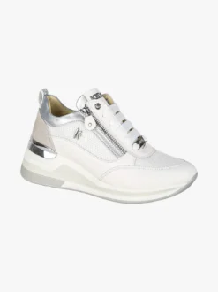 Keys Sneakers donna in pelle con zeppa - bianco