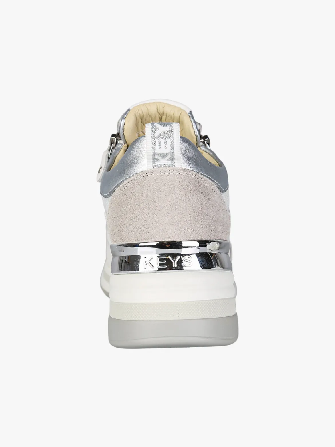 Keys Sneakers donna in pelle con zeppa - bianco