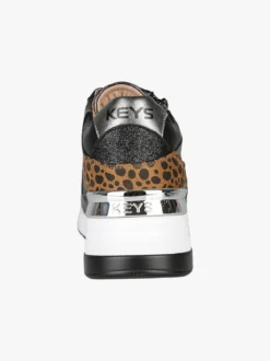 Keys Sneakers donna in pelle con zeppa - nero