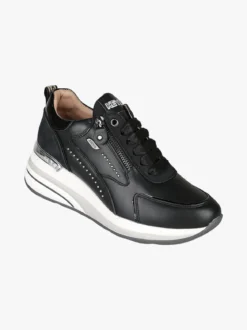 Keys Sneakers donna in pelle con zeppa - nero