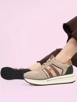 Keys Sneakers donna in pelle scamosciata con platform - multicolore
