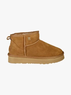 Keys Stivaletti donna in pelle scamosciata con platform - cammello