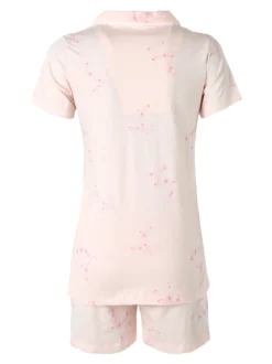 Kissimo Pigiama aperto da donna in cotone a maniche corte con shorts - rosa