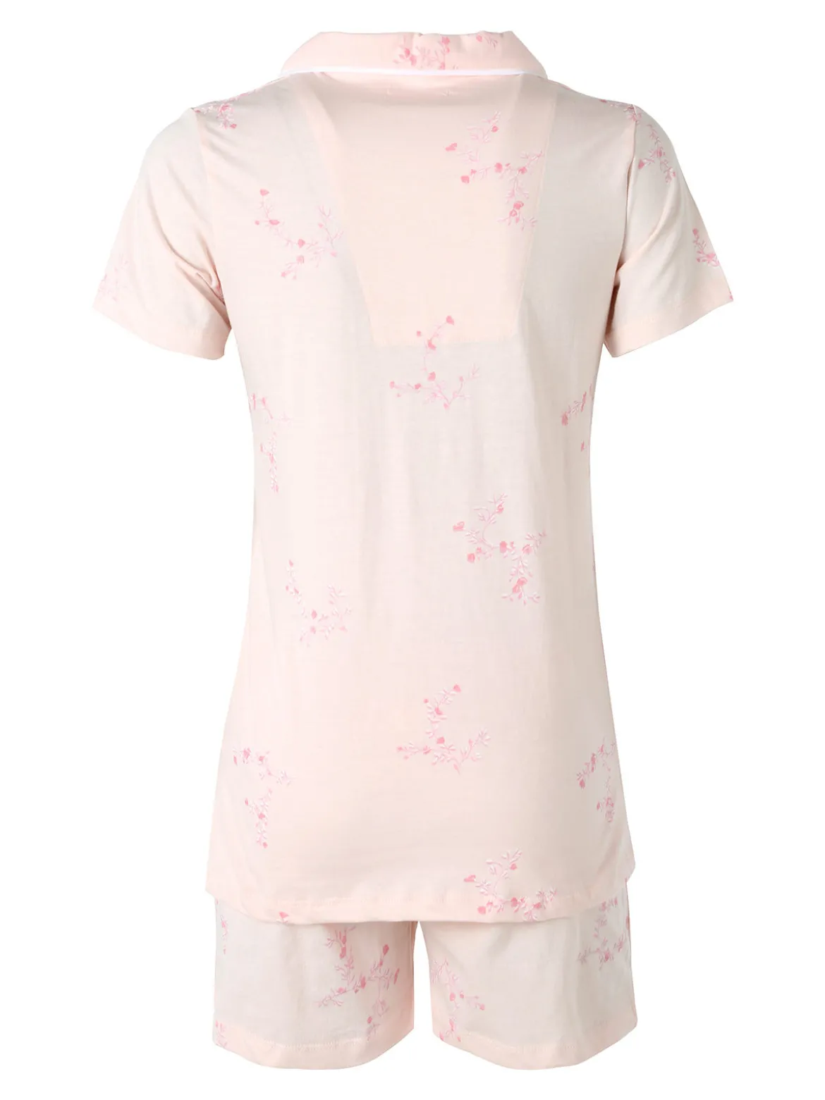 Kissimo Pigiama aperto da donna in cotone a maniche corte con shorts - rosa