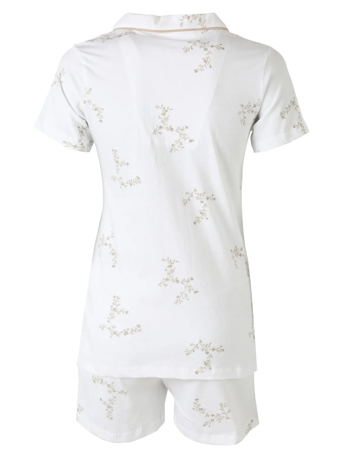 Kissimo Pigiama aperto da donna in cotone a maniche corte con shorts - panna
