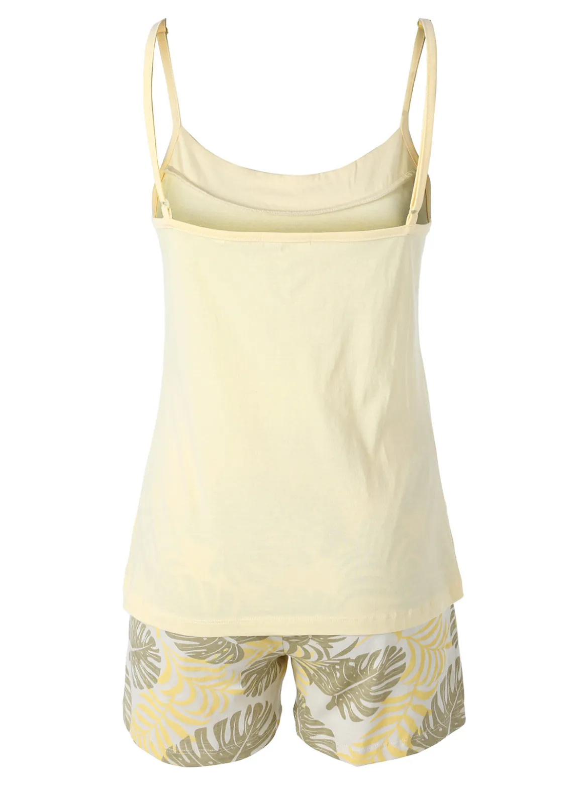 Kissimo Pigiama corto da donna in cotone con spalline sottili e shorts floreali - giallo