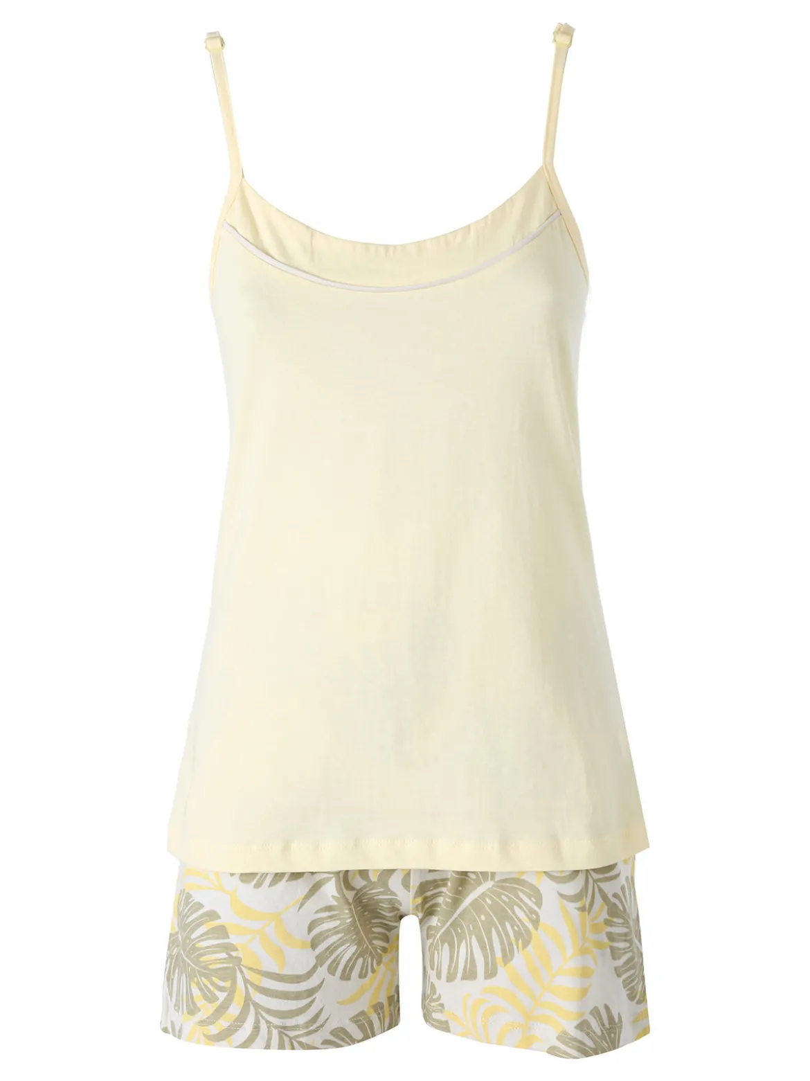Kissimo Pigiama corto da donna in cotone con spalline sottili e shorts floreali - giallo