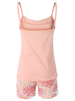 Kissimo Pigiama corto da donna in cotone con spalline sottili e shorts floreali - rosa