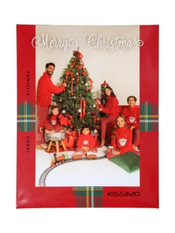 Kissimo Pigiama di Natale da uomo in pile coral - rosso