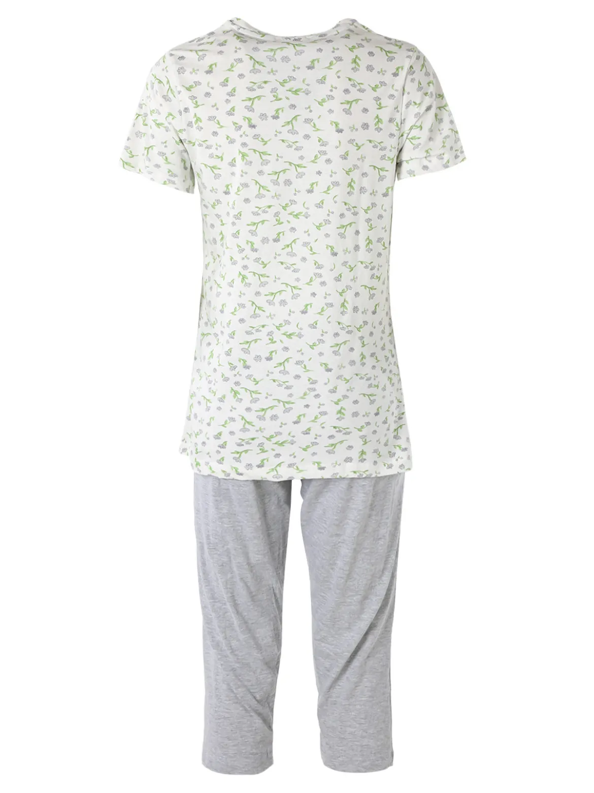 Kissimo Pigiama donna in cotone a maniche corte con pinocchietto - grigio