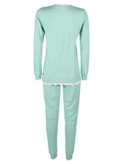 Kissimo Pigiama lungo da donna in cotone con pizzo