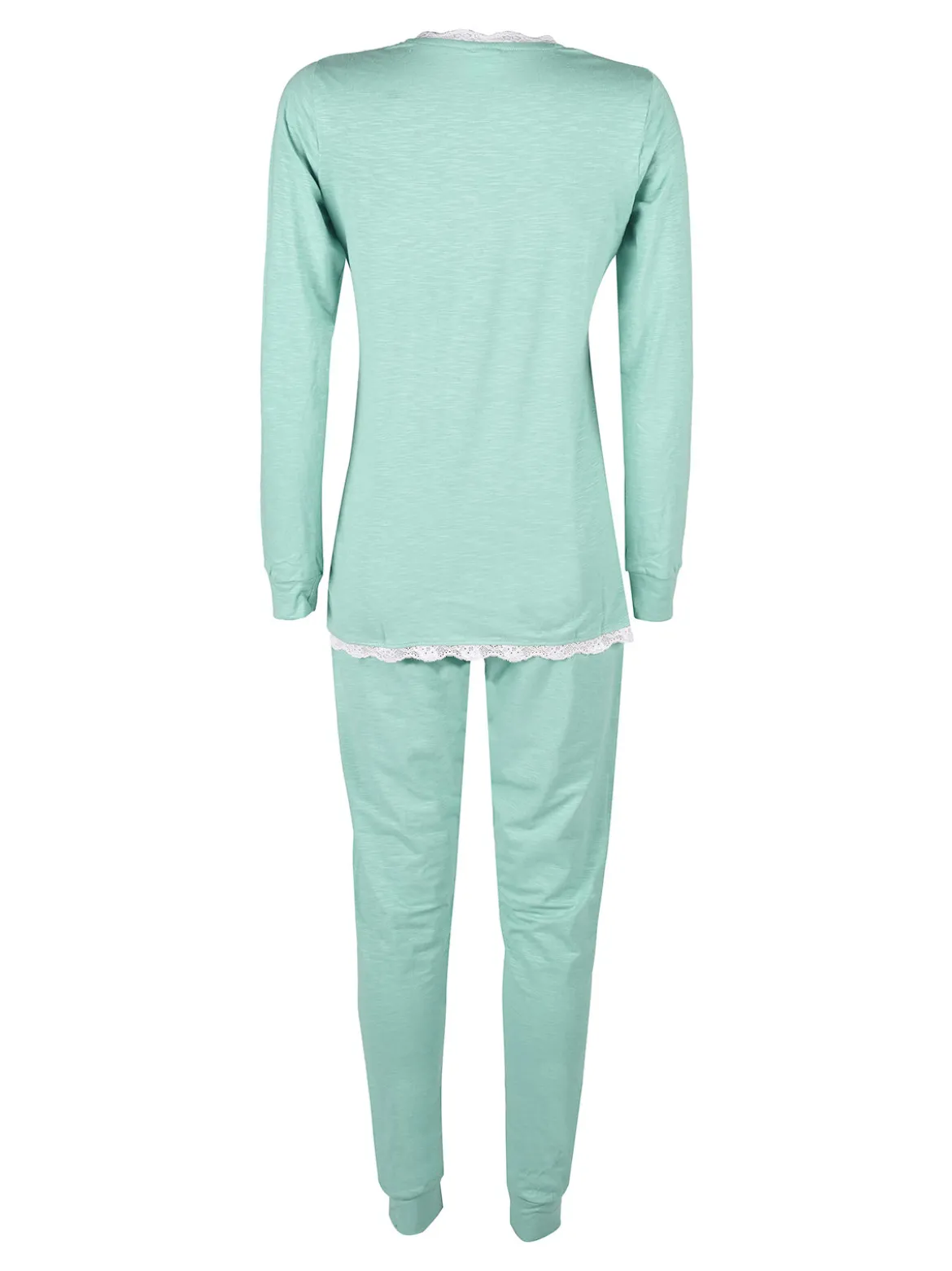 Kissimo Pigiama lungo da donna in cotone con pizzo