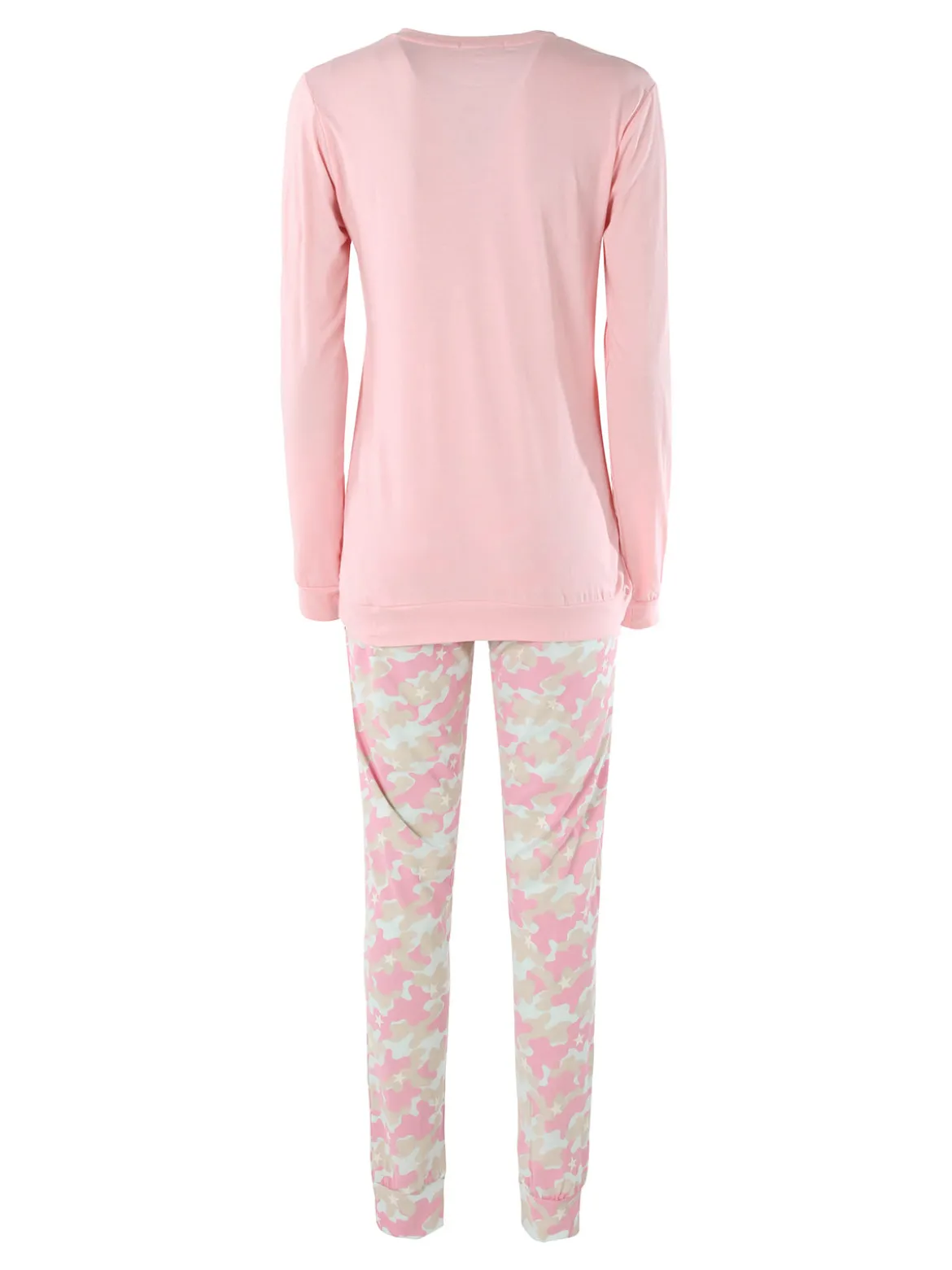 Kissimo Pigiama lungo da donna in cotone - rosa