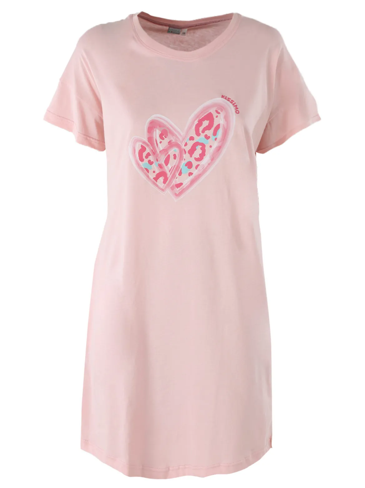 Kissimo Vestitino da donna in cotone a maniche corte con stampa cuore - rosa