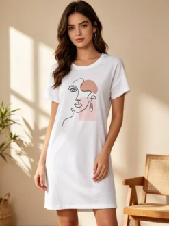 Kissimo Vestito da donna in cotone a maniche corte