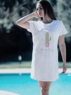 Kissimo Vestito donna in cotone a maniche corte