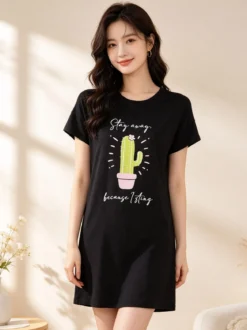 Kissimo Vestito donna in cotone a maniche corte