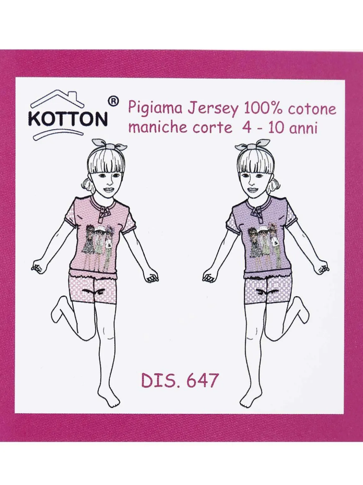 Kotton Pigiama corto in cotone da bambina