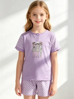 Kotton Pigiama corto in cotone da bambina