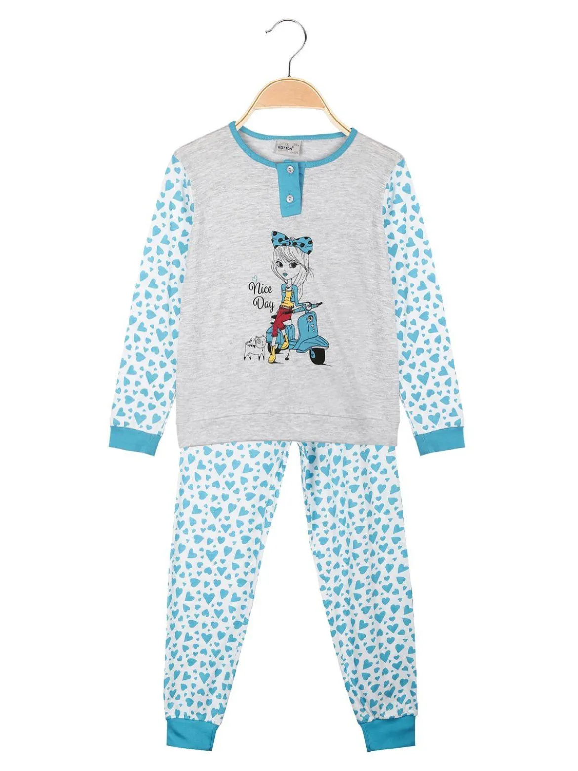 Kotton Pigiama lungo da bambina in cotone