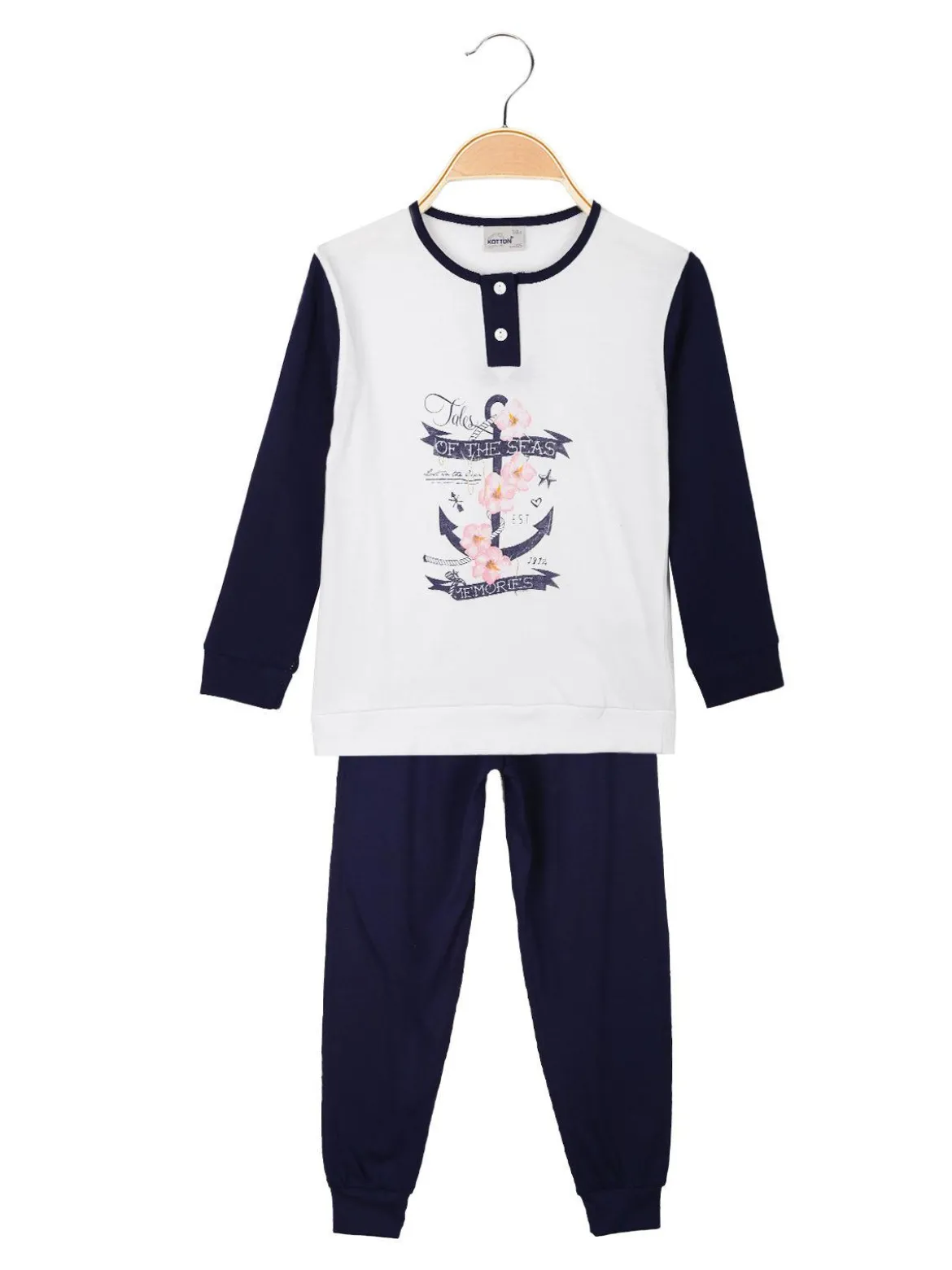 Kotton Pigiama lungo da bambina in cotone