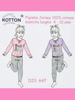 Kotton Pigiama lungo da bambina in cotone