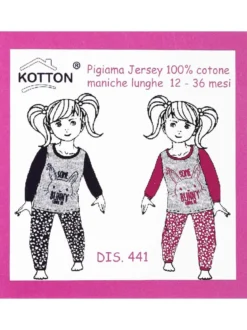 Kotton Pigiama lungo da neonata 2 pezzi in cotone
