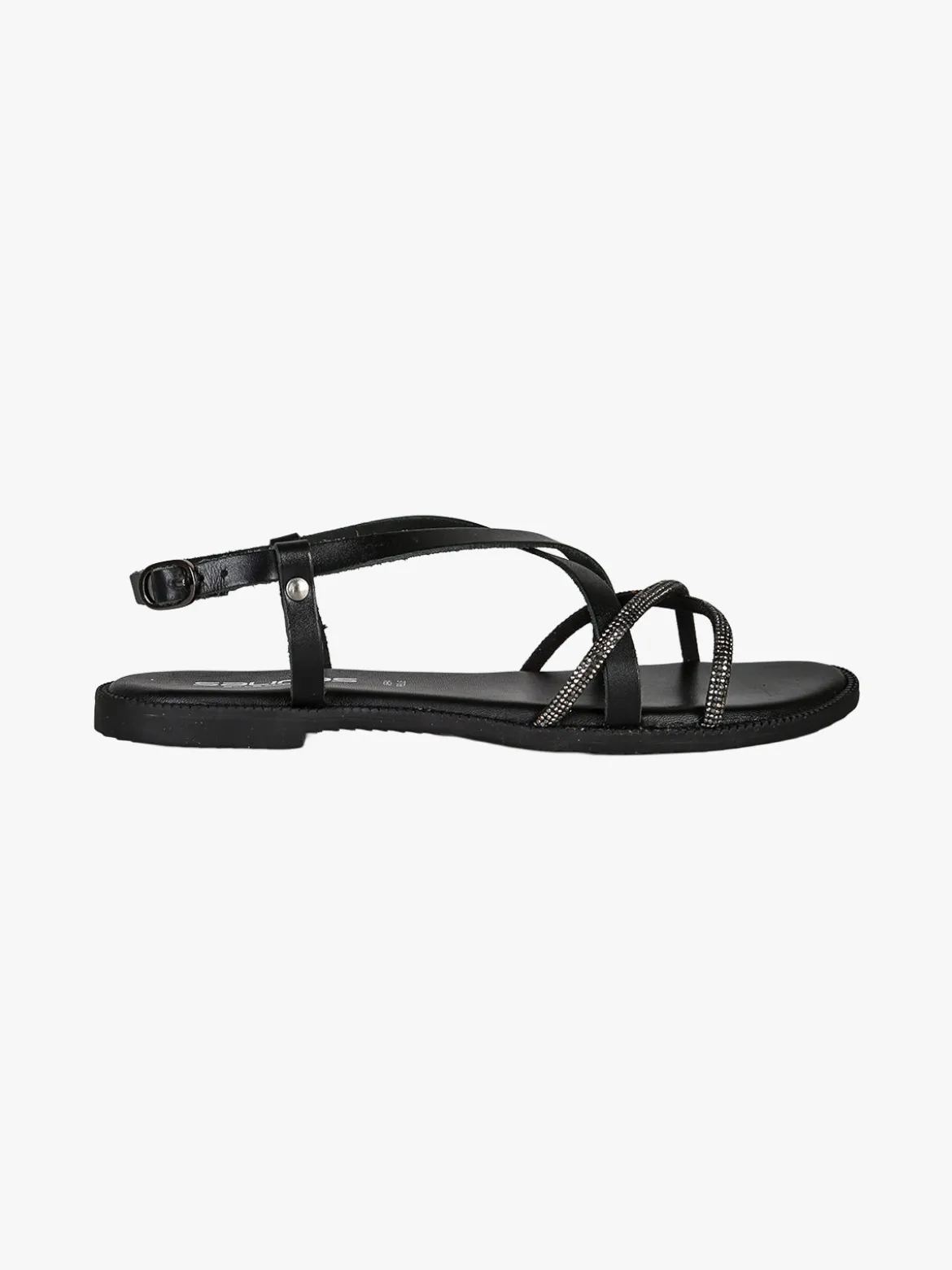 La Cuoieria Sandali donna in pelle con cinturino e strass - nero