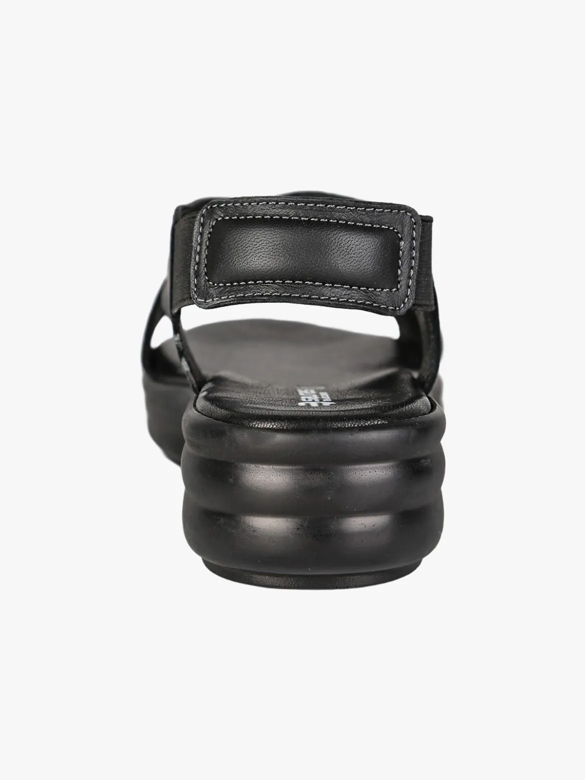 La Cuoieria Sandali in pelle da donna con cinturino elastico e zeppa - nero