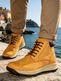 La Cuoieria Scarponcini da uomo stringati in pelle - senape