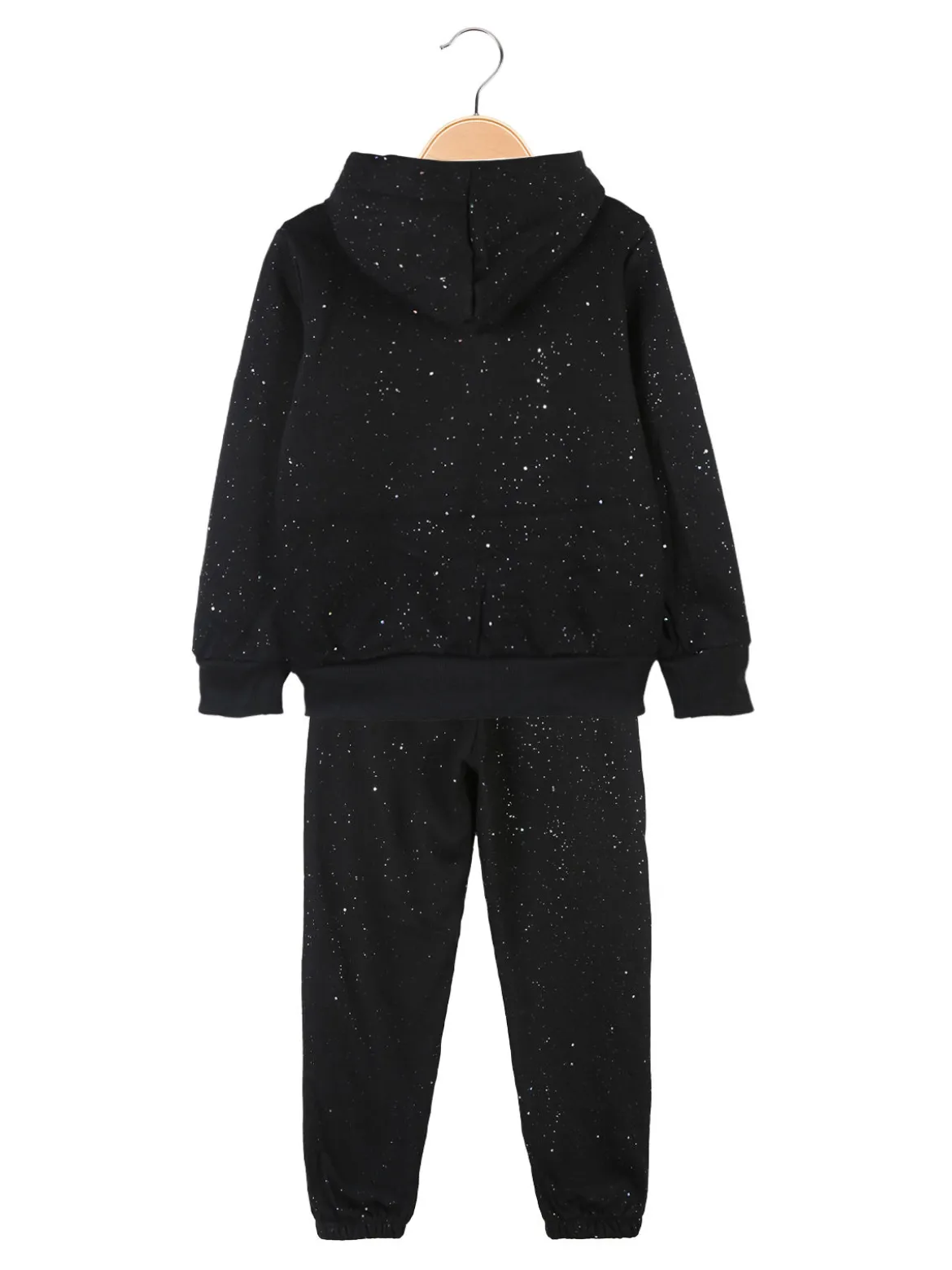 Lady Moda Completo tuta da bambina brillantinata con cappuccio e zip