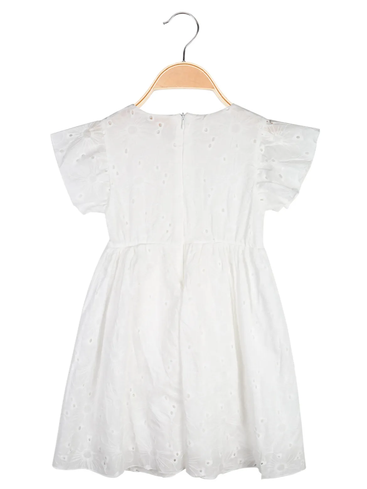 Lady Moda Vestito da bambina in cotone con ricami a maniche corte