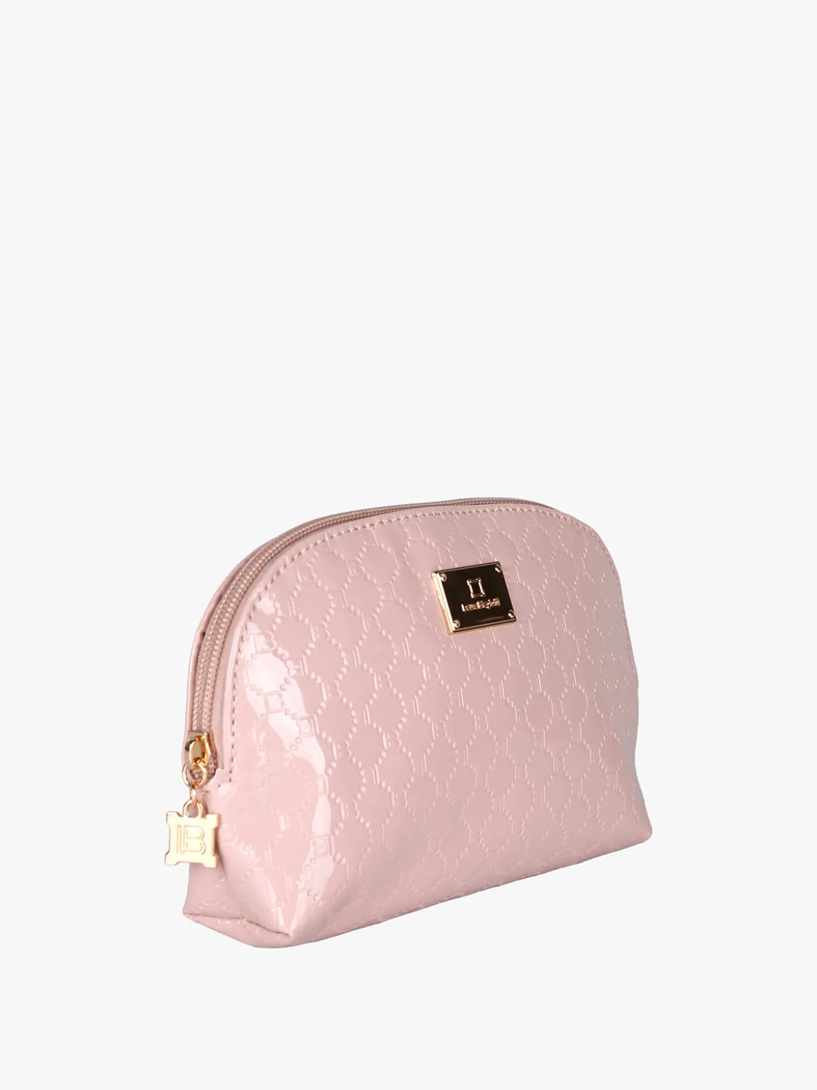 Laura Biagiotti Beauty case mini da donna in vernice con logo - rosa