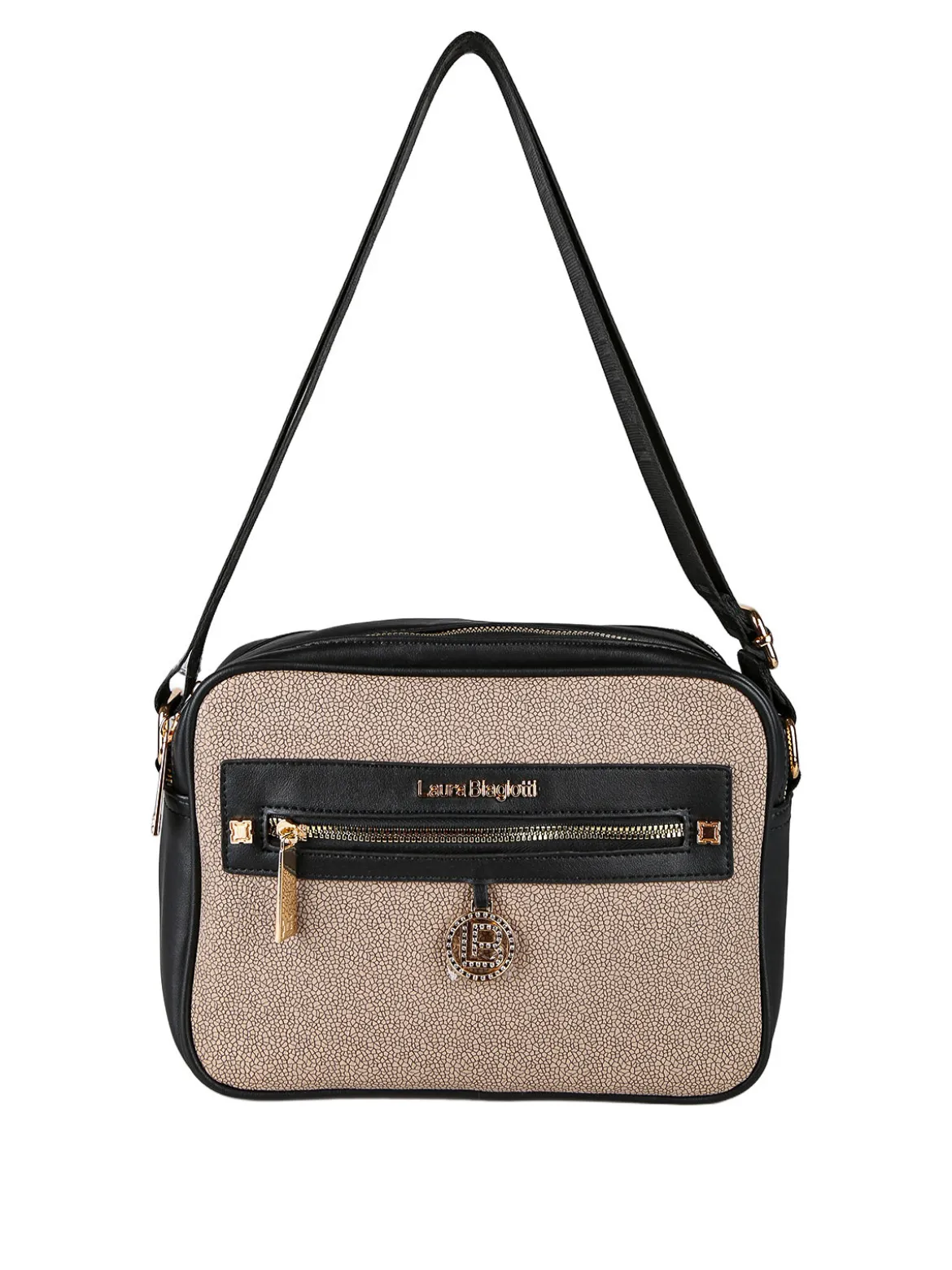 Laura Biagiotti Borsa a tracolla da donna con dettaglio di strass - nero