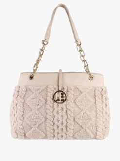 Laura Biagiotti Borsa donna con ecopelo e doppi manici a catena - beige