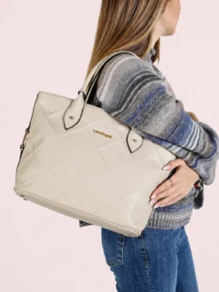 Laura Biagiotti Borsa donna tote con trama a rombi - naturale